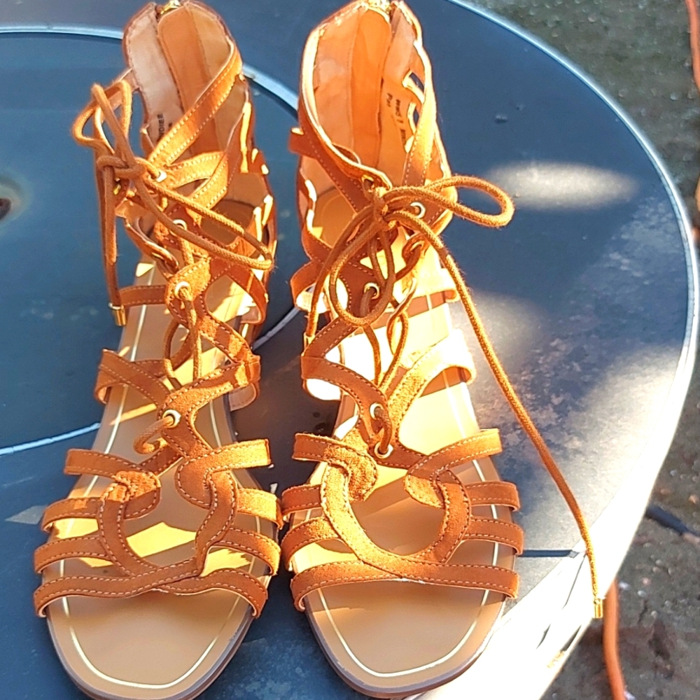 REPORT Gladiator Wedge Sandals/Tie Up/ ZIpper